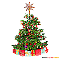 Weihnachtsbaum mit Geschenken Clipart, Illustration, Bild