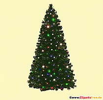 Weihnachtsbaum mit leuchtenden Girlanden Bild, Illustration, Clipart