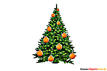 Weihnachtsbaum orangenen Kugeln Clipart