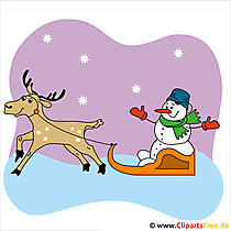 Weihnachtsbild gratis Ree und Schneemann