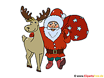 Weihnachtsclipart Santa und Reh