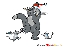 Weihnachtsgrafik Katze und Mäuse