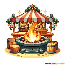 Obrázek ohniště na vánočním trhu