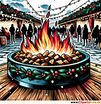 Ildsted på julemarkedet tegneserie clipart