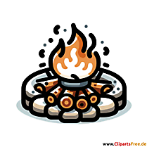 Ildsted ved julemarkedet clipart billede