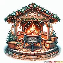 Feuerstelle auf dem Weihnachtsmarkt Clipart