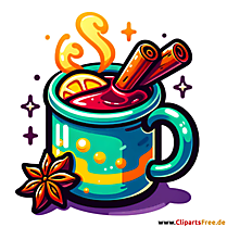 Kop med varm gløgg clipart til jul
