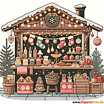 Salgsstand ved julemarkedsillustration