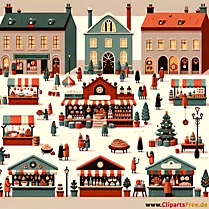 Clipart vintage del mercado de Navidad