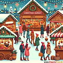 Clipart vintage del mercado de Navidad en línea