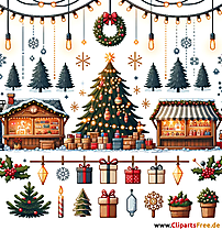 Julemarked vintage clipart gratis