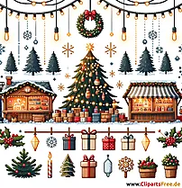 Božićni sajam vintage clipart besplatno