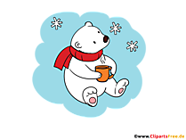 Weißbär im Winter Clipart für Lehrer zur Gestaltung von Arbeitsblättern