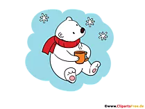 Weißbär im Winter Clipart für Lehrer zur Gestaltung von Arbeitsblättern