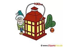 Xmas Clipart Gnom und Laterne