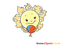 Sonne als Cartooncharakter, Cartoonfigur Bild, Clipart, Cartoon gratis