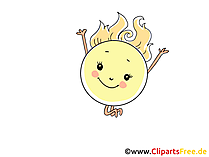 Sonne freut sich ueber Fruehling Bild, Illustration, Cartoon, Clipart, Pic gratis