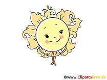 Sonne im Sommer Bild, Illustration, Cartoon, Clipart, Pic gratis