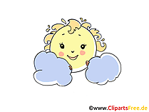 Sonne mit Regenwolken Bild, Illustration, Cartoon, Clipart, Pic gratis