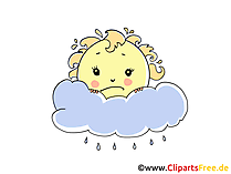 Wolkig und regnerisch Bild, Wetter Illustration, Cartoon, Clipart, Pic gratis