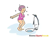 Eisbader und Pinguin Clipart, Comic, Illustration