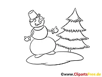 Kostenlose Malvorlage Schneemann
