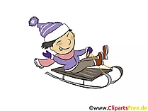 Rodeln im Winter Clipart, Bild, Illustration