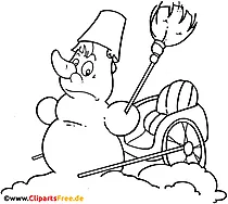 Schneemann Clipart schwarz-weiss