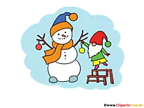 Schneemann und Gnom Illustration, Bild, PNG Clipart