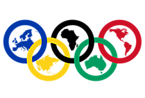 2022 Olympische Symbolik Ringe und Kontinente Clip-Art