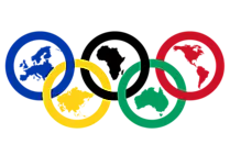 2022 Olympische Symbolik Ringe und Kontinente Clip-Art