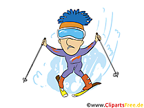 Ski fahren im Urlaub in den Bergen Clipart, Bild, Comic