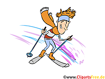 Skifahren im Winter Clipart, Bild, Illustration